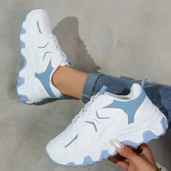 2025 New Style! Colorblocked Lace-Up Low-Top Sneakers, Lightweight And Versatile - Picture 3 of 6